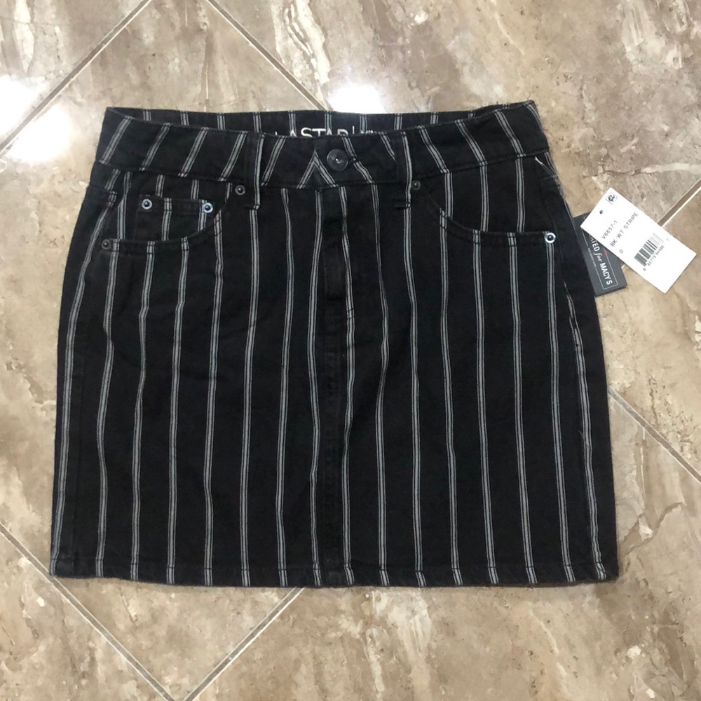 NWT Black and white striped denim mini skirt